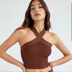 Aritzia Babaton Sculpt Knit Criss Cross Cropped Tank
